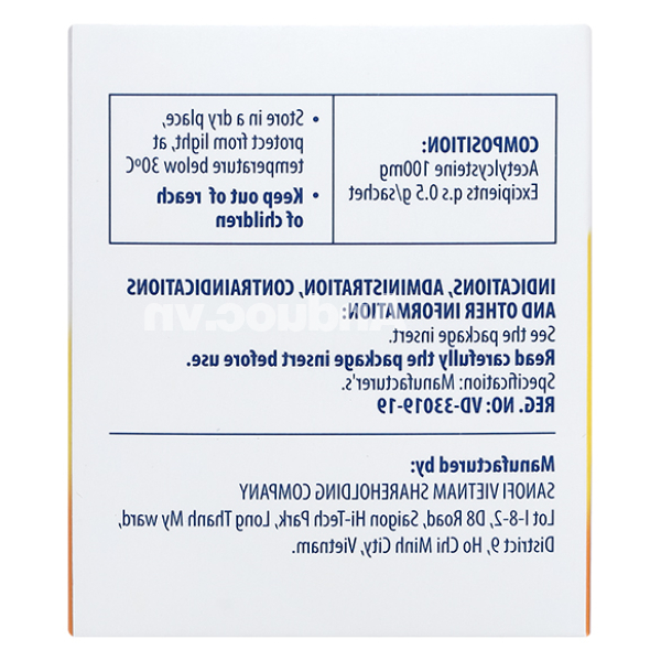 Thuốc cốm Acemuc Kids 100mg tiêu nhầy trong bệnh hô hấp (30 gói x 0.5g)