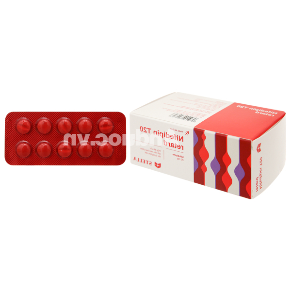 Nifedipin T20 Retard Stella trị tăng huyết áp, đau thắt ngực (10 vỉ x 10 viên)
