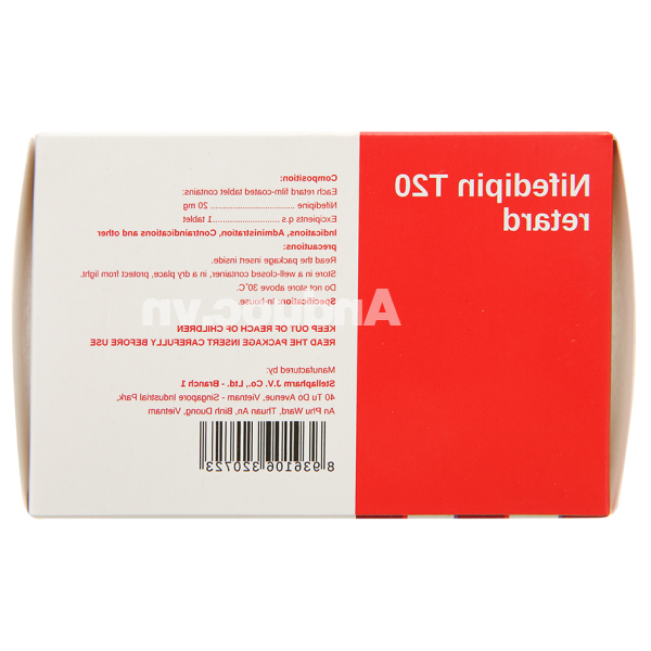Nifedipin T20 Retard Stella trị tăng huyết áp, đau thắt ngực (10 vỉ x 10 viên)