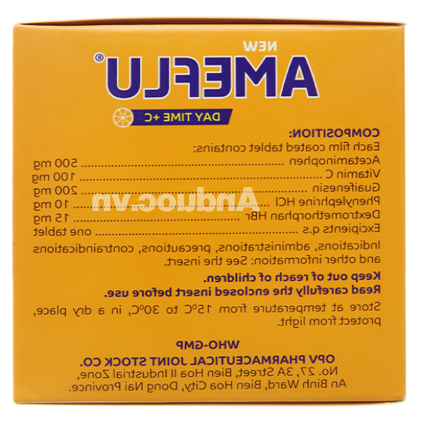 New Ameflu Daytime + C giảm các triệu chứng cảm cúm, cảm lạnh (10 vỉ x 10 viên)