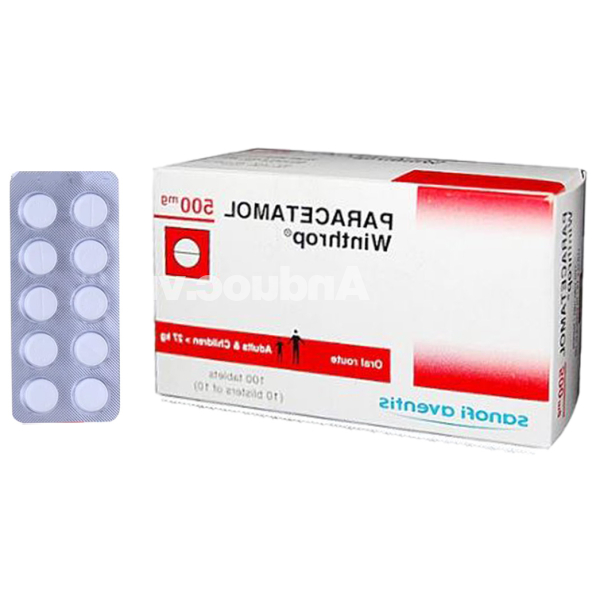 Paracetamol Winthrop 500mg giảm đau, hạ sốt (10 vỉ x 10 viên)
