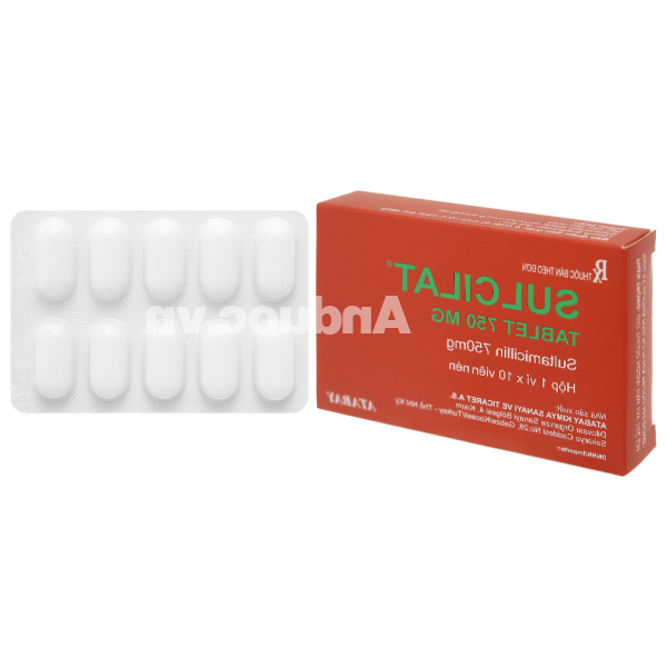 Sulcilat Tablet 750mg trị nhiễm khuẩn (1 vỉ x 10 viên)