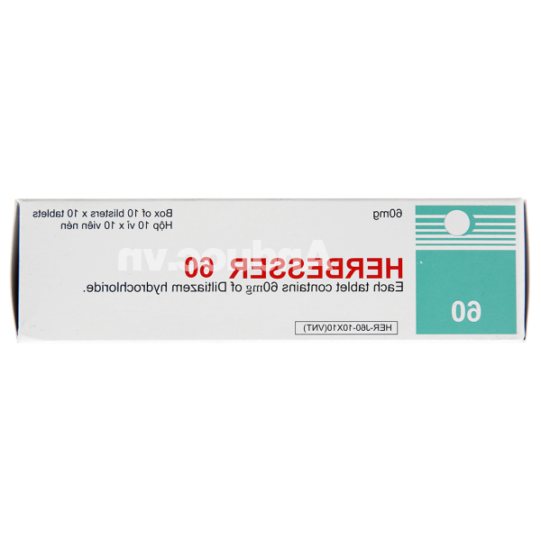 Herbesser 60 trị tăng huyết áp, đau thắt ngực (10 vỉ x 10 viên)