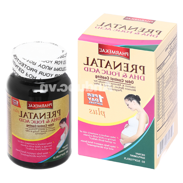 Pharmekal Prenatal DHA & Folic Acid bổ sung vitamin cho bà bầu chai 60 viên