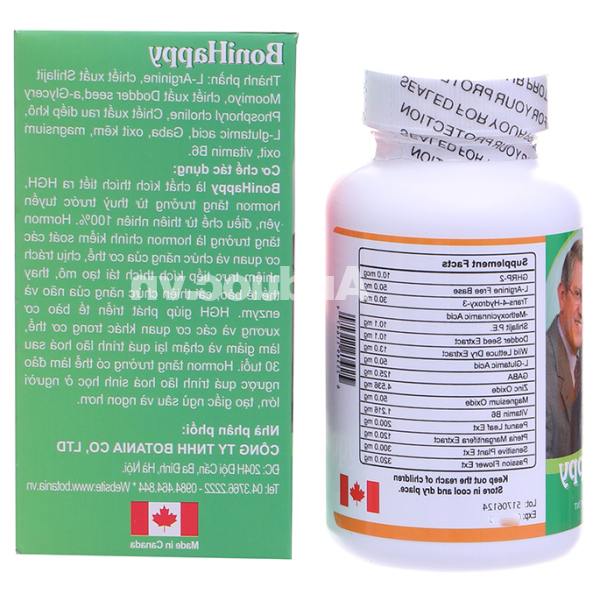 Boni Happy giúp ngủ ngon, cải thiện trí nhớ và thị giác chai 60 viên