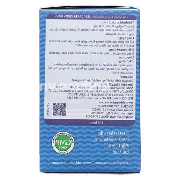 UBB Cartiligins giảm đau nhức, tái tạo sụn khớp chai 100 viên