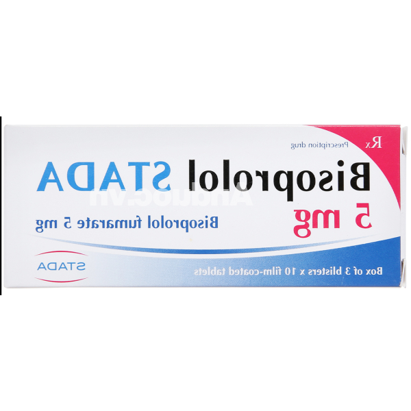 Bisoprolol Stada 5mg trị tăng huyết áp, đau thắt ngực (3 vỉ x 10 viên)