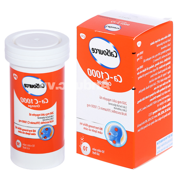 Viên nén sủi bọt CalSource Ca-C1000 Orange bổ sung canxi, vitamin C tuýp 10 viên