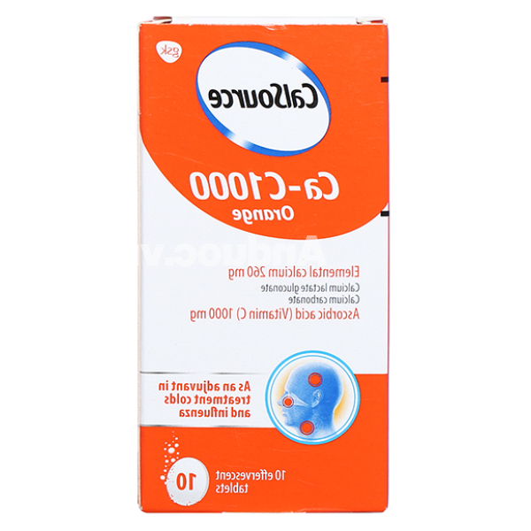 Viên nén sủi bọt CalSource Ca-C1000 Orange bổ sung canxi, vitamin C tuýp 10 viên