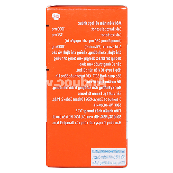 Viên nén sủi bọt CalSource Ca-C1000 Orange bổ sung canxi, vitamin C tuýp 10 viên