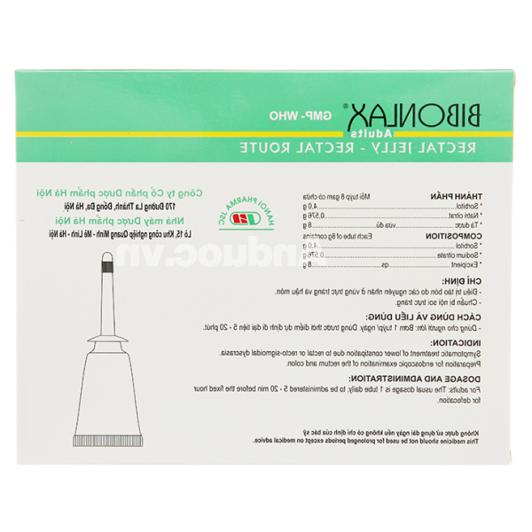 Gel bơm trực tràng Bibonlax Adults trị táo bón (10 tuýp x 8g)