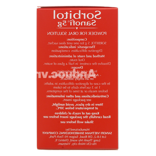 Thuốc bột Sorbitol Sanofi 5g trị chứng khó tiêu, táo bón (20 gói x 5g)