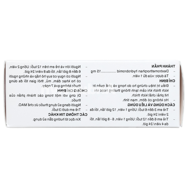 Methorfar 15 trị ho khan, ho do kích ứng (10 vỉ x 10 viên)