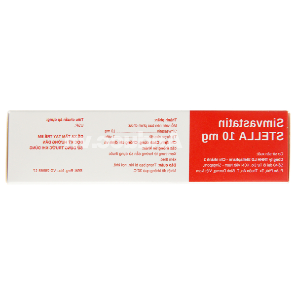 Simvastatin Stella 10mg trị rối loạn mỡ máu (3 vỉ x 10 viên)