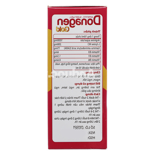Dung dịch Donagen Gold kích thích ăn ngon, tiêu hóa tốt hộp 20 gói x 10ml