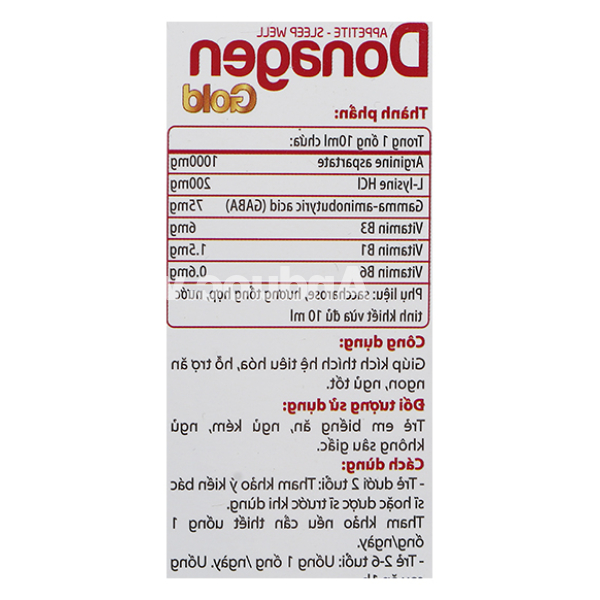 Dung dịch Donagen Gold kích thích ăn ngon, tiêu hóa tốt hộp 20 gói x 10ml