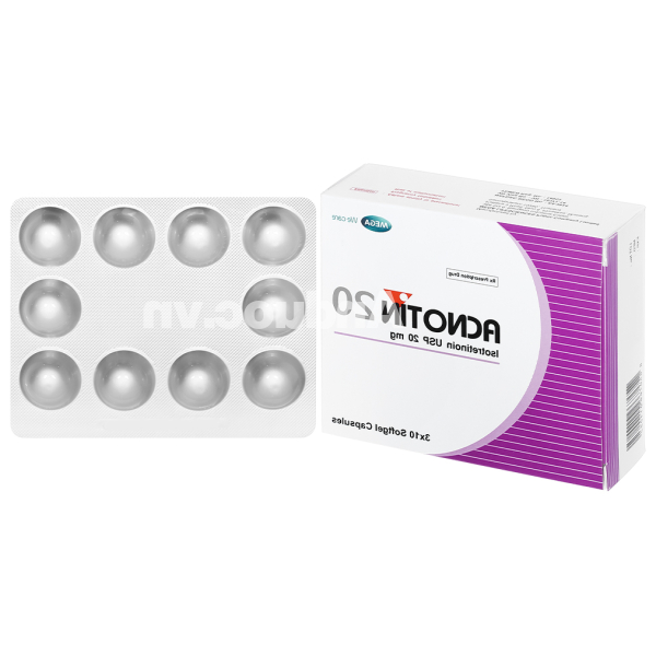 Acnotin 20 trị mụn trứng cá (3 vỉ x 10 viên)