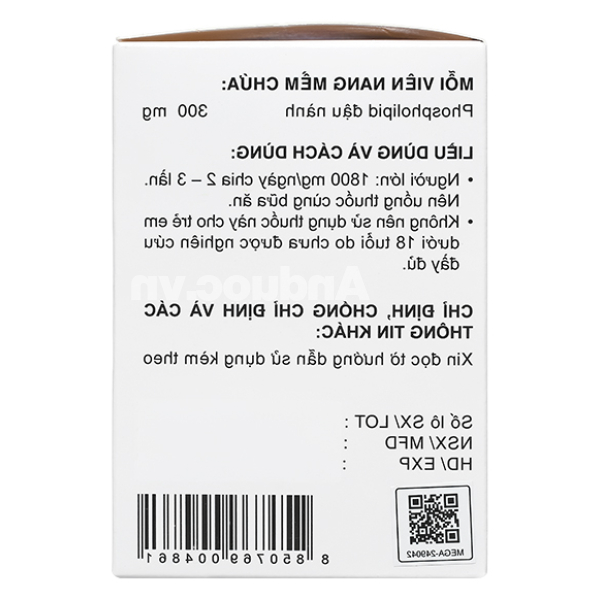 Livolin-H 300mg hỗ trợ trị bệnh lý về gan (10 vỉ x 10 viên)