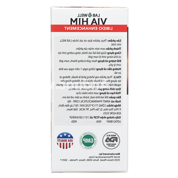 Lab Well Via Him bồi bổ, tăng cường sinh lực nam giới hộp 30 viên