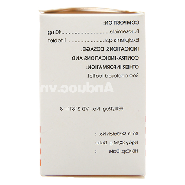 Furosemide Mekophar 40mg trị tăng huyết áp, tăng canxi huyết, trị phù (10 vỉ x 30 viên)