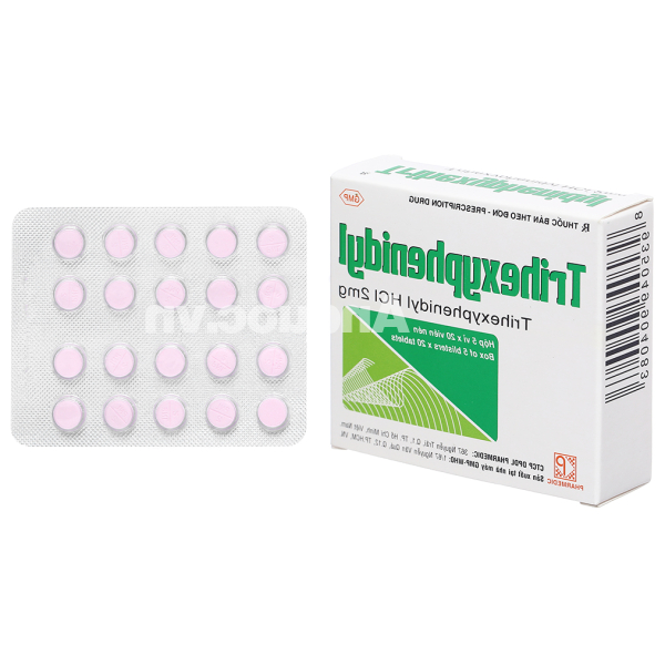 Trihexyphenidyl 2mg trị phụ trợ hội chứng Parkinson (5 vỉ x 20 viên)