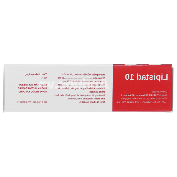 Lipistad 10 trị rối loạn mỡ máu (3 vỉ x 10 viên)