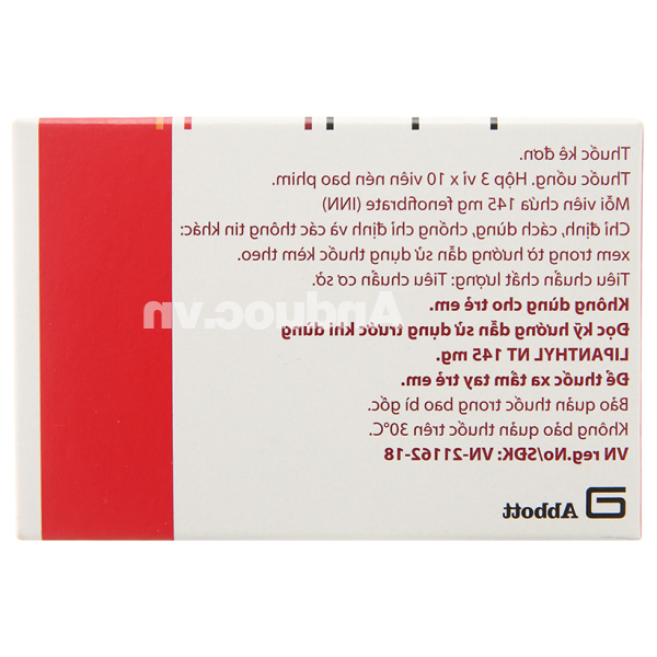Lipanthyl NT 145mg trị tăng cholesterol máu hoặc triglycerid máu (3 vỉ x 10 viên)