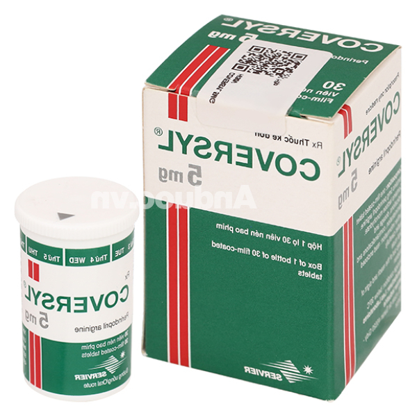 Coversyl 5mg trị tăng huyết áp, suy tim, bệnh động mạch vành hộp 30 viên