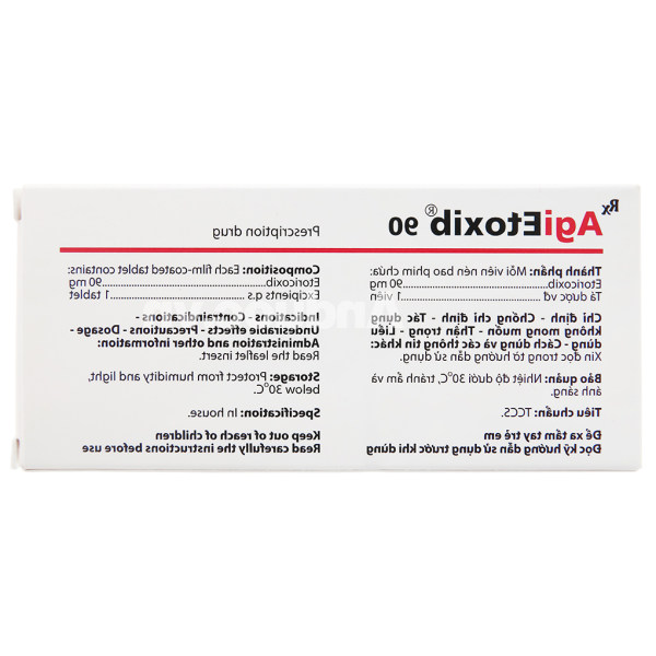 AgiEtoxib 90mg giảm đau, kháng viêm xương khớp (3 vỉ x 10 viên)