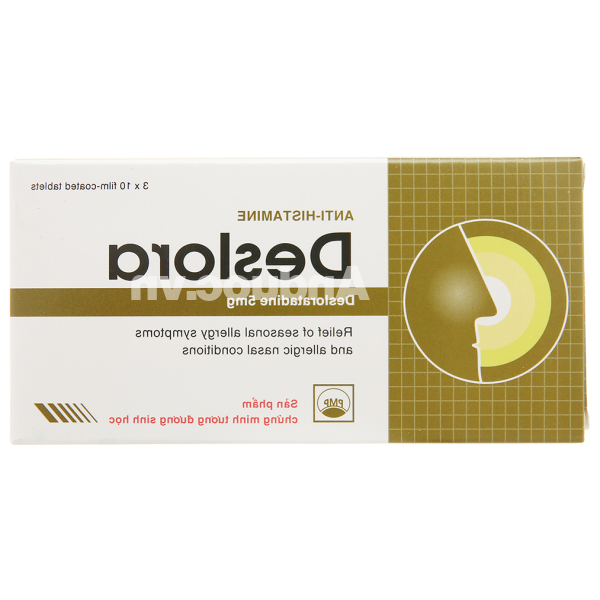 Deslora 5mg trị viêm mũi dị ứng, mề đay (3 vỉ x 10 viên)