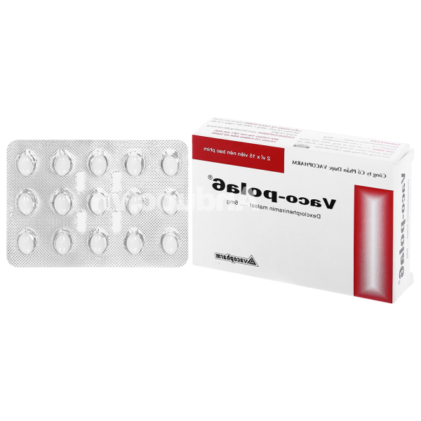 Vaco-pola6 trị viêm mũi dị ứng, mày đay (2 vỉ x 15 viên)