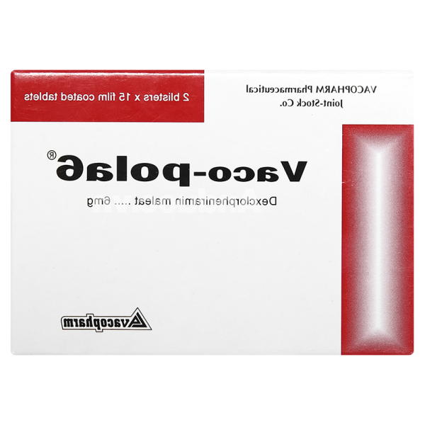 Vaco-pola6 trị viêm mũi dị ứng, mày đay (2 vỉ x 15 viên)