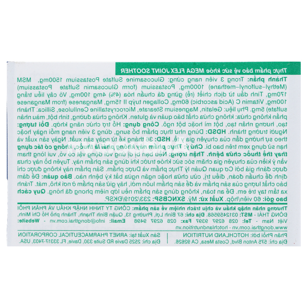 Hotchland MegaFlex giúp tăng dịch khớp, giảm đau khớp lọ 60 viên