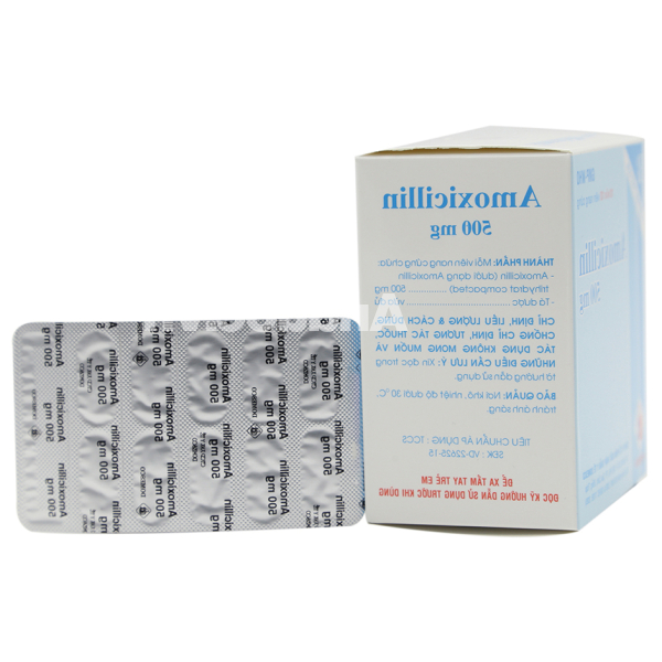 Amoxicillin Domesco 500mg trị nhiễm khuẩn (10 vỉ x 10 viên)