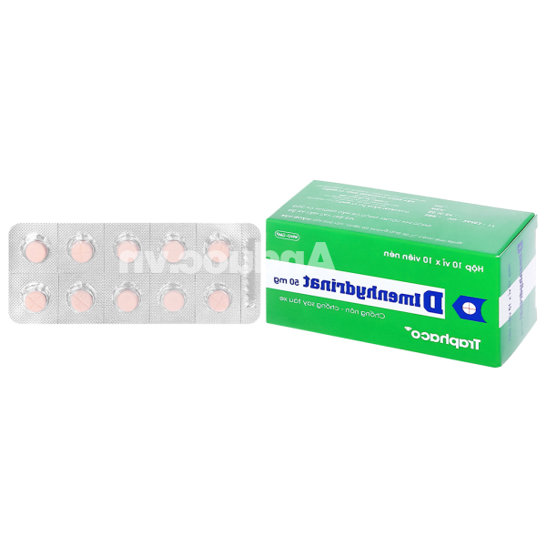 Dimenhydrinat Traphaco 50mg trị triệu chứng nôn, chóng mặt, say xe (10 vỉ x 10 viên)