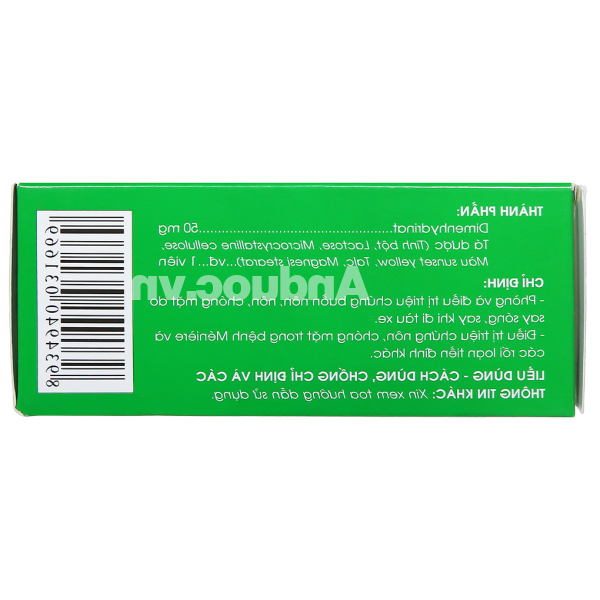 Dimenhydrinat Traphaco 50mg trị triệu chứng nôn, chóng mặt, say xe (10 vỉ x 10 viên)