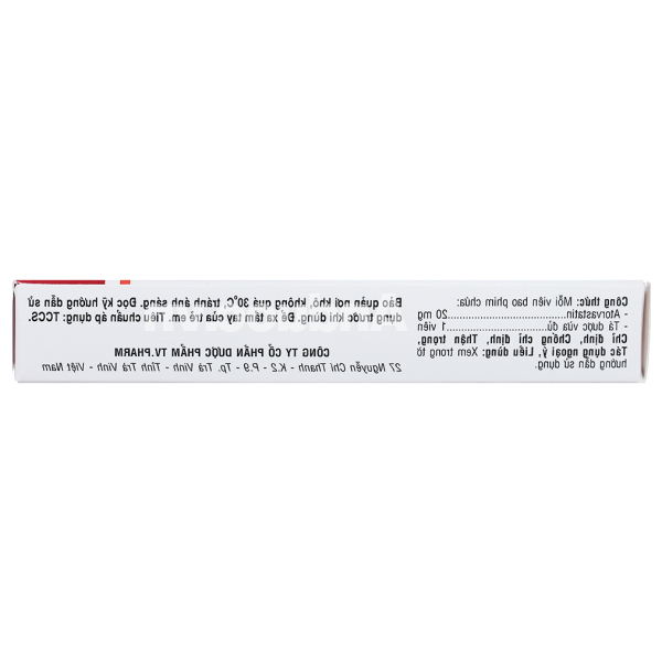 Atorvastatin TV.Pharm 20mg hỗ trợ trị tăng cholesterol máu (3 vỉ x 10 viên)