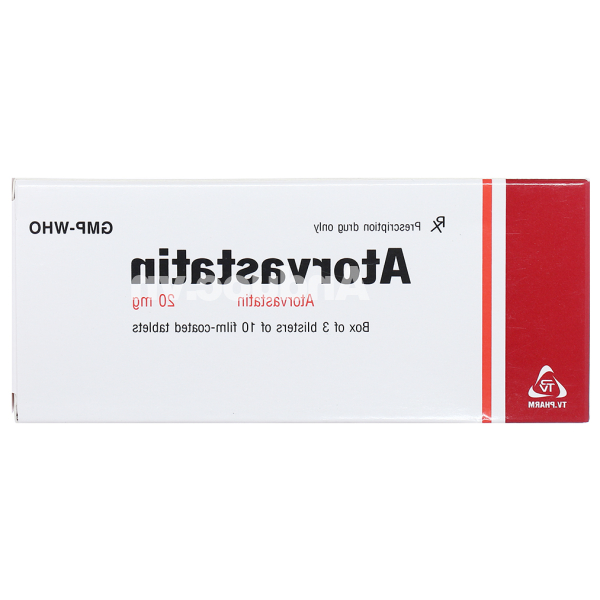 Atorvastatin TV.Pharm 20mg hỗ trợ trị tăng cholesterol máu (3 vỉ x 10 viên)