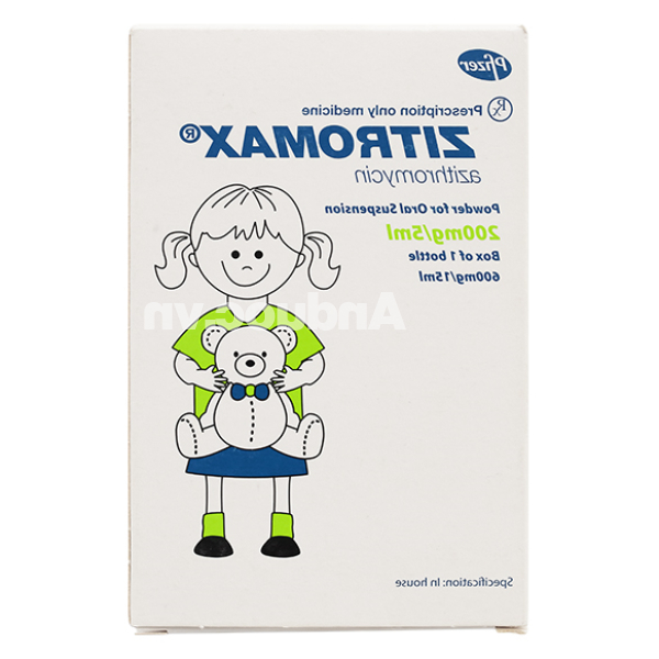 Bột pha hỗn dịch uống Zitromax 200mg/5ml trị nhiễm khuẩn lọ 600mg/15ml