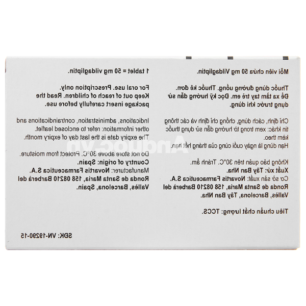Galvus 50mg trị đái tháo đường tuýp 2 (2 vỉ x 14 viên)