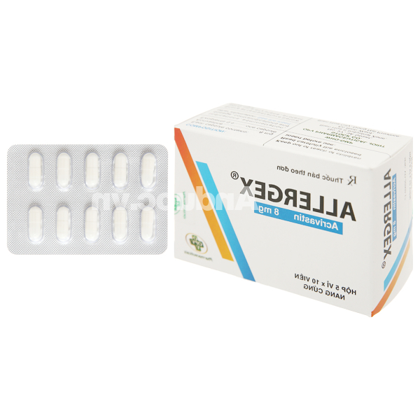 Allergex 8mg trị viêm mũi dị ứng, mề đay (5 vỉ x 10 viên)
