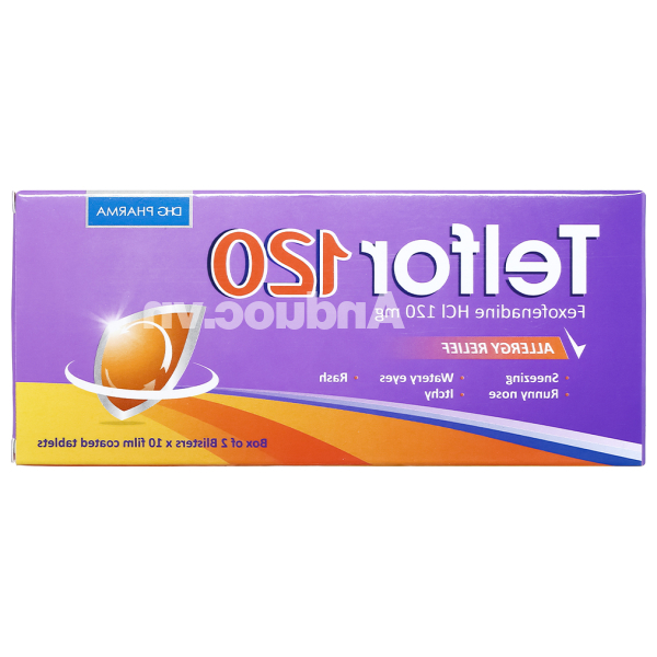 Telfor 120 trị các triệu chứng viêm mũi dị ứng, mày đay (2 vỉ x 10 viên)