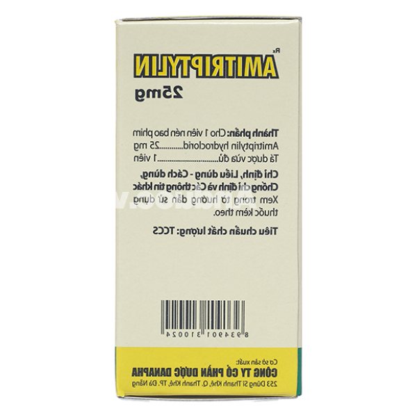 Amitriptylin Danapha 25mg trị trầm cảm lọ 100 viên