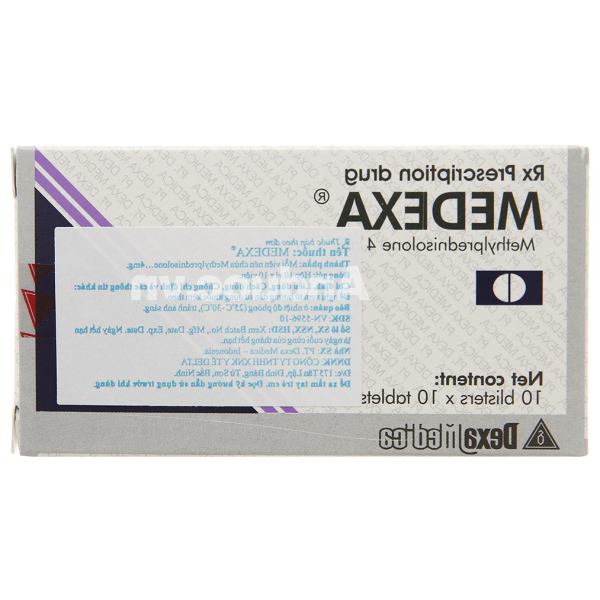 Medexa 4mg thuốc kháng viêm, ức chế miễn dịch (10 vỉ x 10 viên)