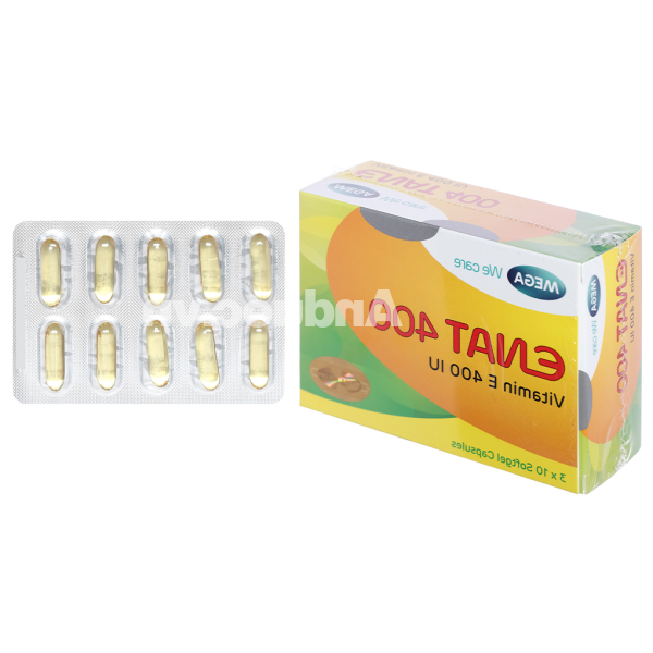 Enat 400 bổ sung vitamin E, ngừa lão hóa (3 vỉ x 10 viên)