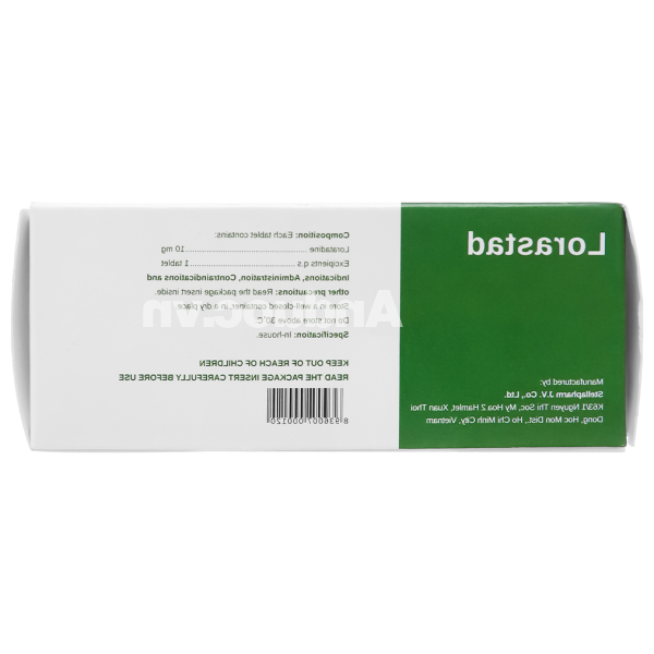 Lorastad 10mg giúp giảm các triệu chứng dị ứng (10 vỉ x 10 viên)