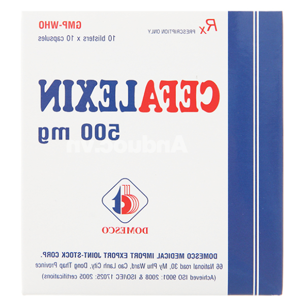 Cefalexin Domesco 500mg trị nhiễm khuẩn (10 vỉ x 10 viên)