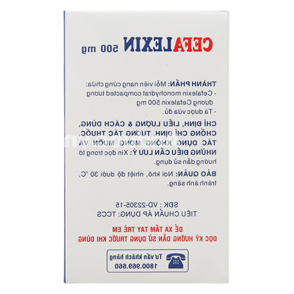 Cefalexin Domesco 500mg trị nhiễm khuẩn (10 vỉ x 10 viên)