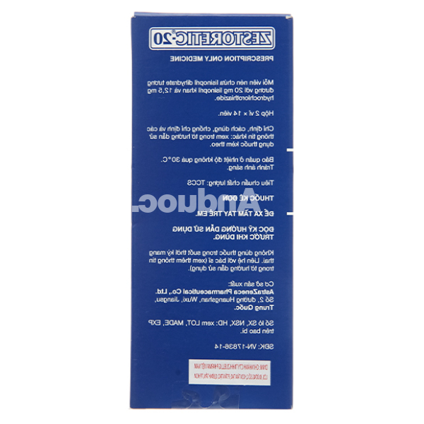 Zestoretic-20 trị tăng huyết áp từ nhẹ đến trung bình (2 vỉ x 14 viên)