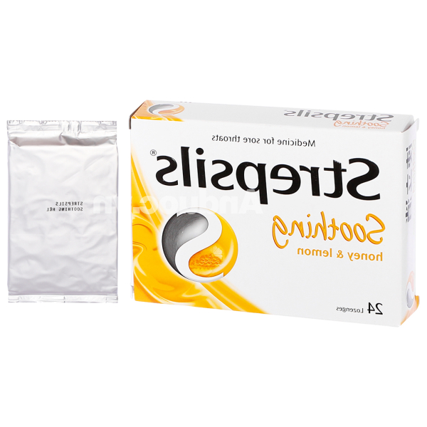 Viên ngậm Strepsils Soothing Honey & Lemon kháng khuẩn, giảm đau họng (2 vỉ x 12 viên)